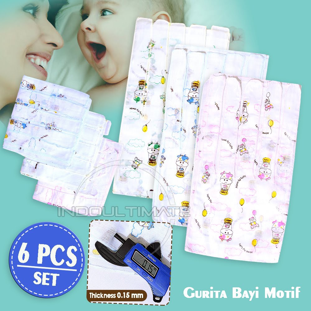 6in1 GURITA Tali Bayi GR-01 motif perlengkapan baju gurita rekat bedong bayi newborn baru lahir