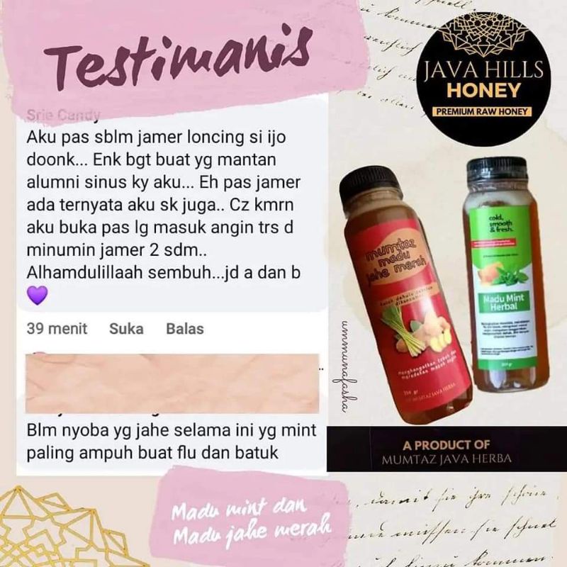 GRATIS SENDOK KAYU / MADU JAHE JAVAHILLS HONEY - Madu Murni Madu Jahe Merah Madu Herbal Madu Javahills