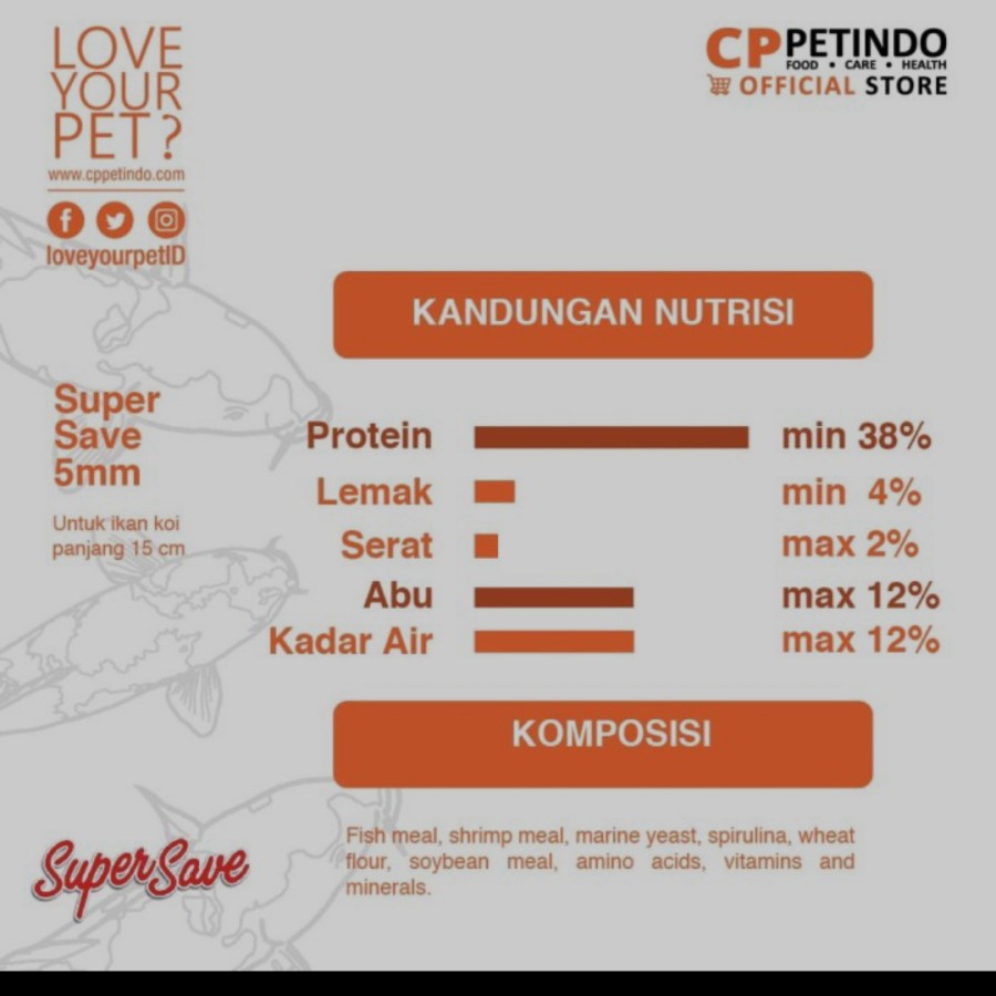 Makanan Ikan Koi Super Save Koi 5kg SuperSave 5 kg Pakan Pelet Pellet