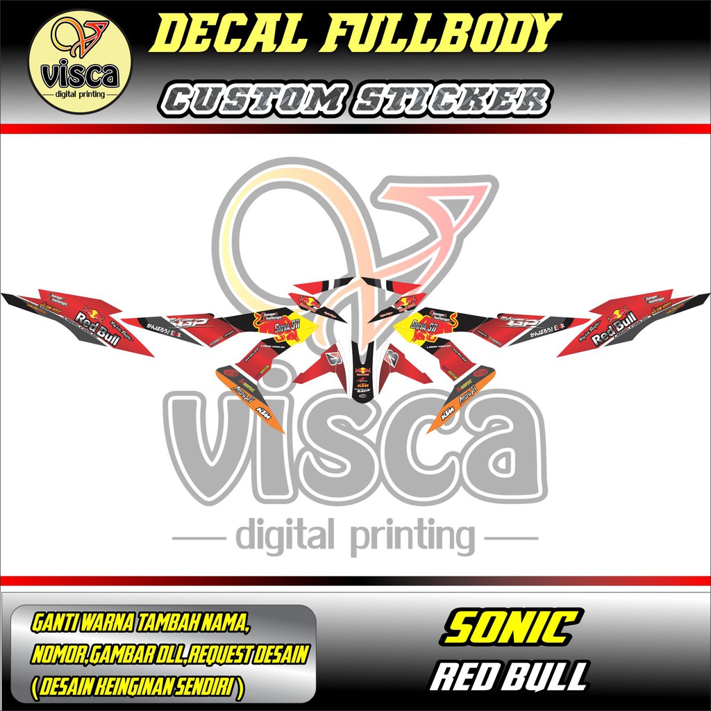 STIKER DECAL STRIPING FULL BODY HONDA SONIC REDBULL