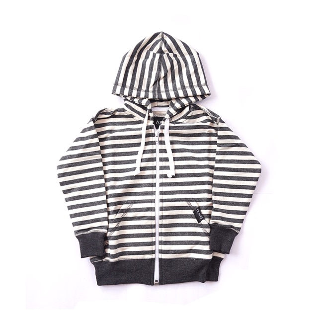 CLAPS - Stripes BW Basic Zipper Hoodie (Hoodie Polos Anak)