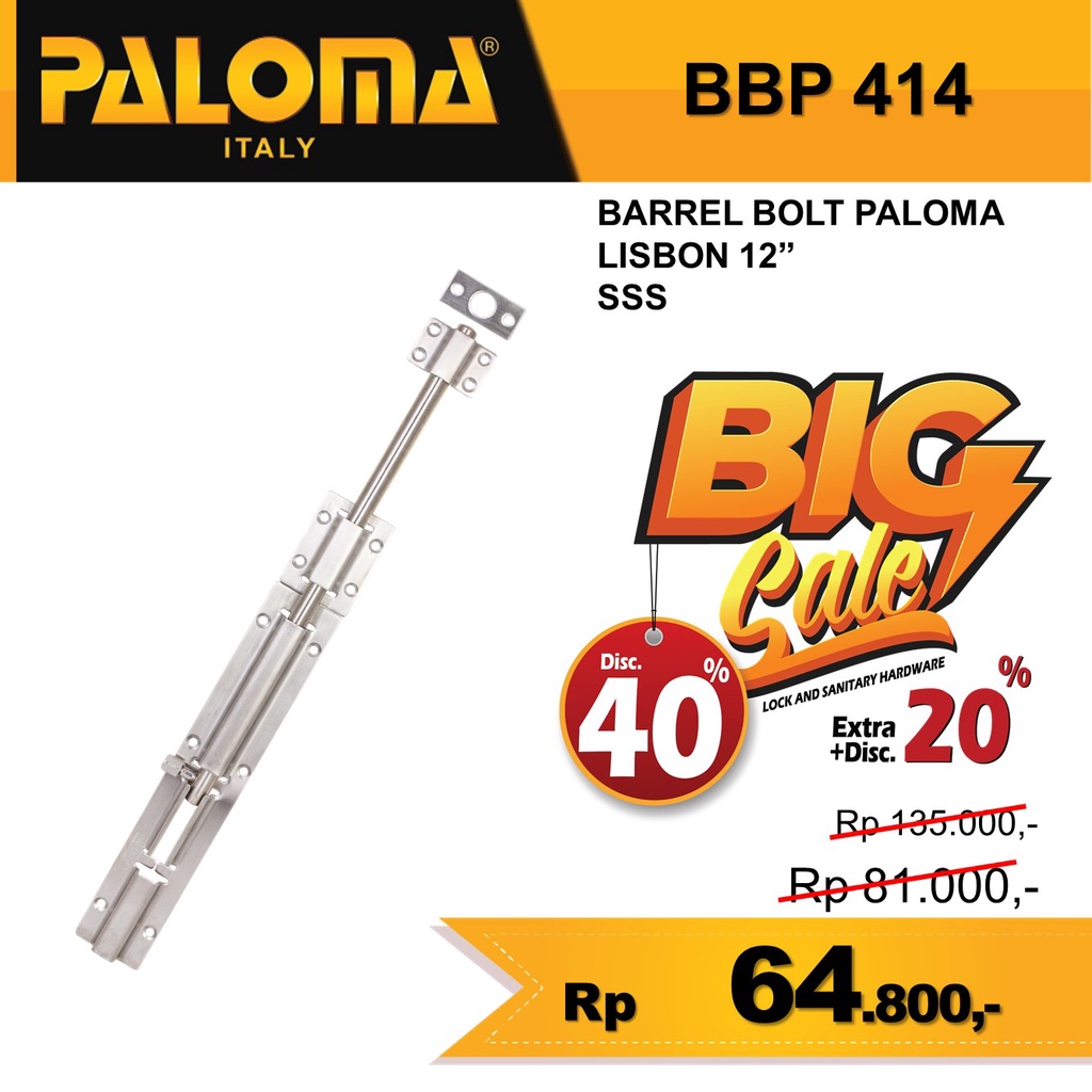 Barrel Bolt PALOMA BBP 414  12inch 30cm Grendel Pintu Slot Kunci