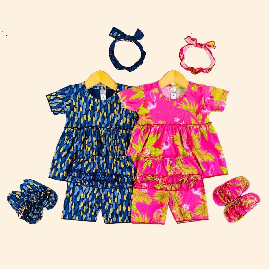 Plazababyku MX MEDDIE SET SANDAL setelan bayi motif bunga yang lucu free headband + sandal