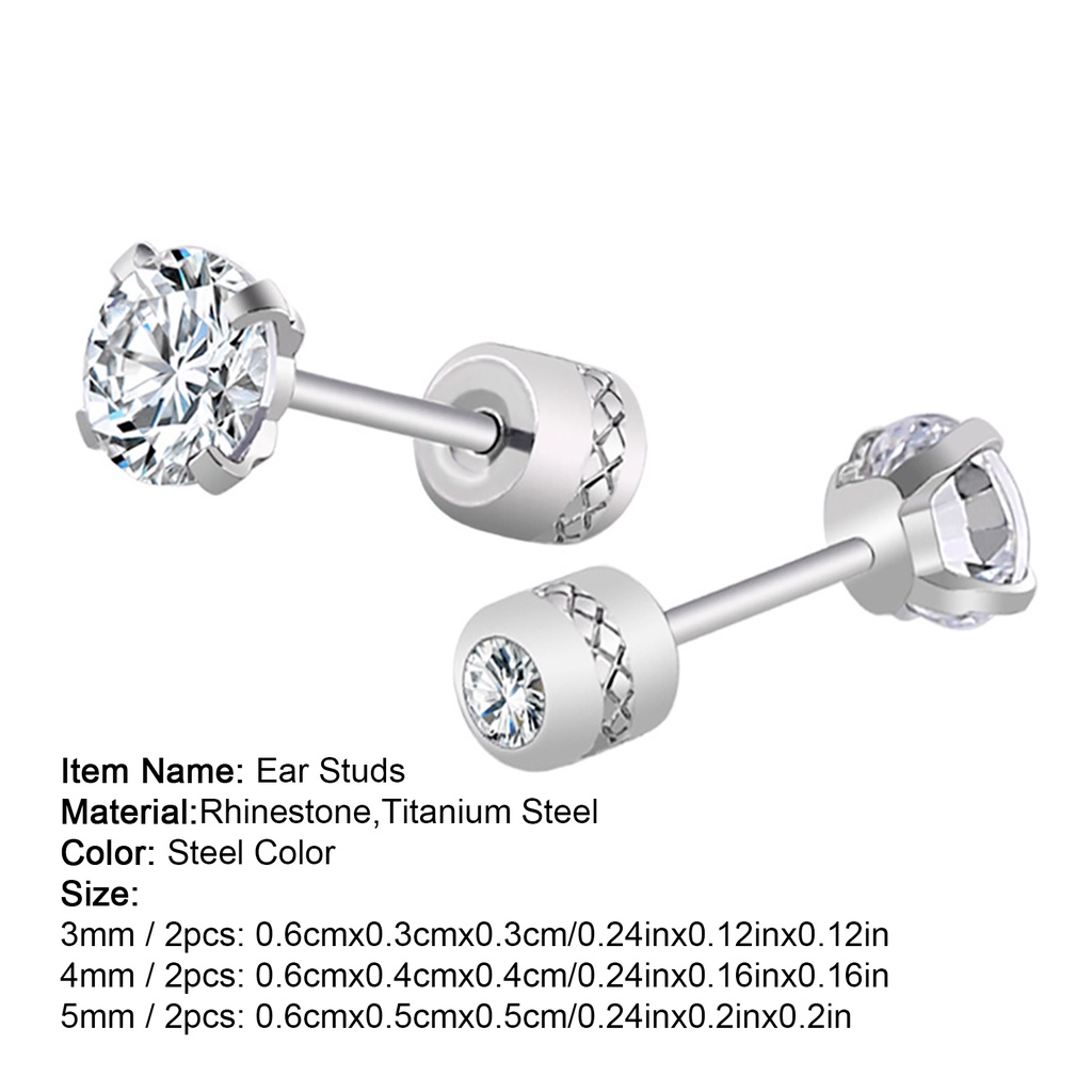 Hu Hu Hu Hu Hu Alat Bantu Pasang Kacamata♡ Anting Stud Cubic Zirconia Berlian Imitasi Bahan Titanium Steel Untuk Unisex
