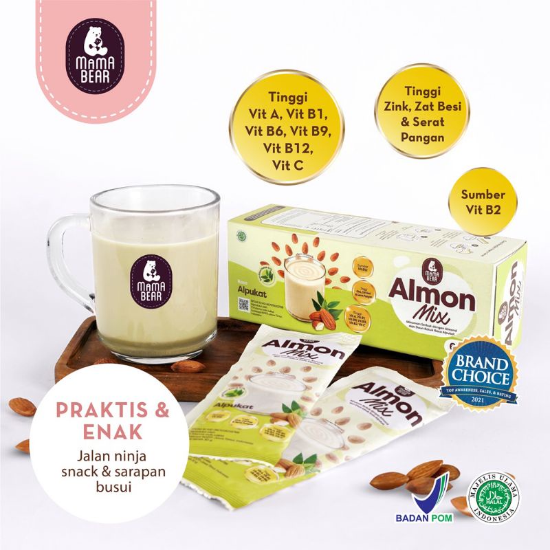 MamaBear Almon Mix Minuman Serbuk Almond Pelancar Asi Boster Dengan Daun Kelor / Mama Bear