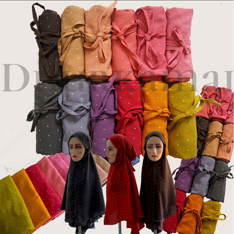 Bergo tali Tie Dye Motif Polkadot/Bergo Dayli