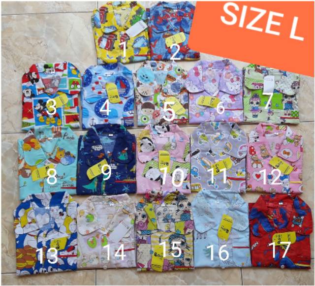 Termurah Piyama Anak katun catra rysya size MLXL 2-5thn, Sangat Murah grosir dan ecer