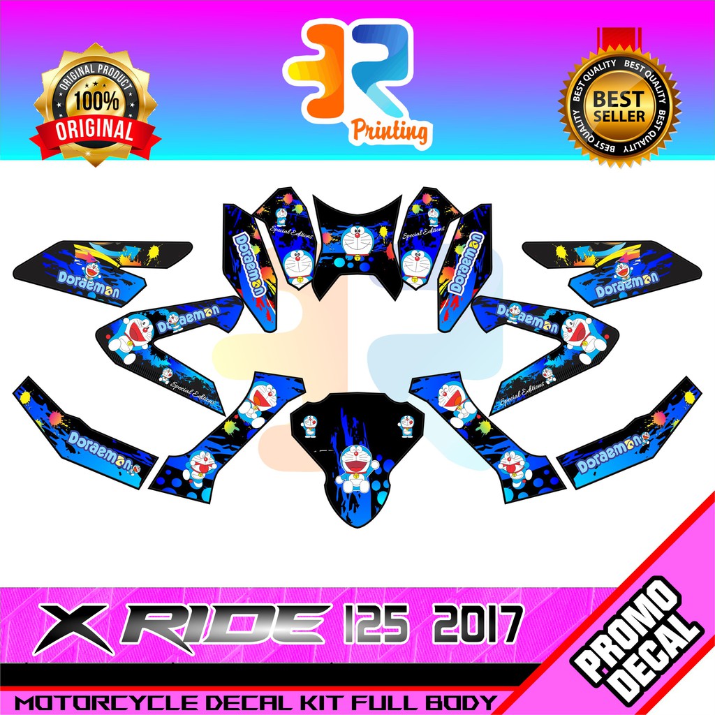STRIPING STIKER DECAL MOTOR X RIDE 125 2017 DORAEMON NEW STICKER LOGO EMBLEM XRIDE FULL BODY