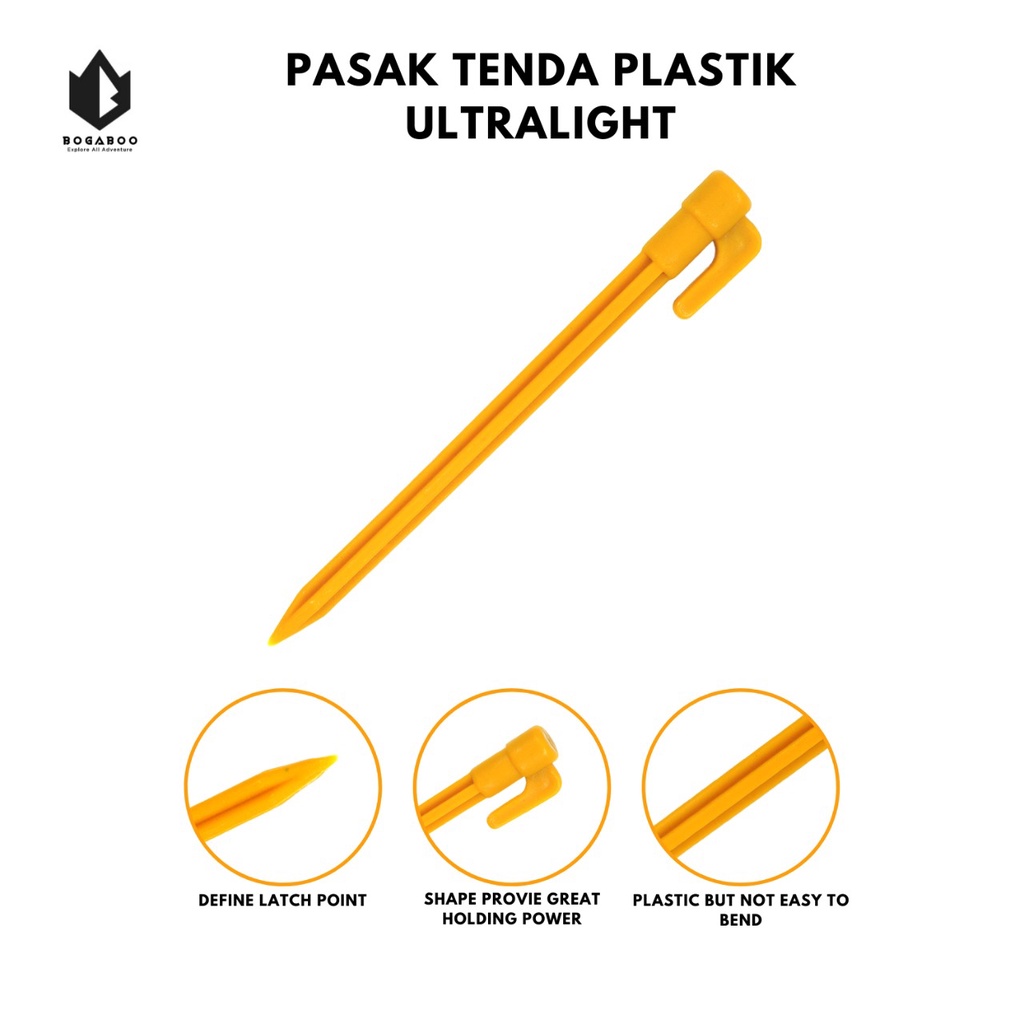 (COD AJA) Pasak tenda plastik - pasak tenda ultralight - pasak ringan dan kuat - bogaboo - killeen - PASAK FLYSHEET ULTRLIGHT 10 PCS