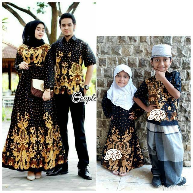 Saroja (096) Couple Keluarga Batik Gamis Batik Katun Premium Motif Gurita Kuning