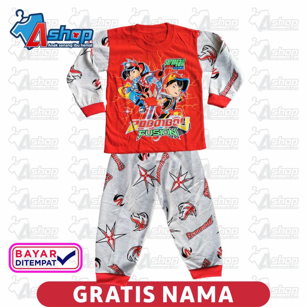 Baju Anak Setelan BoBoiBoy Panjang Gratis Sablon Nama
