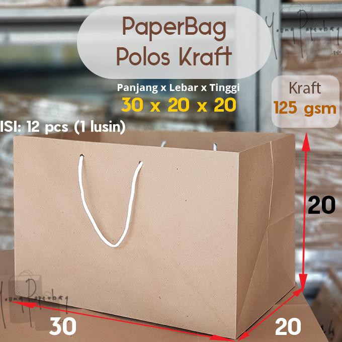 

Paling Dicari] Paperbag / Tas Kertas/Paper Bag Polos Coklat Kraft 30 X 20 X 20 125Gsm