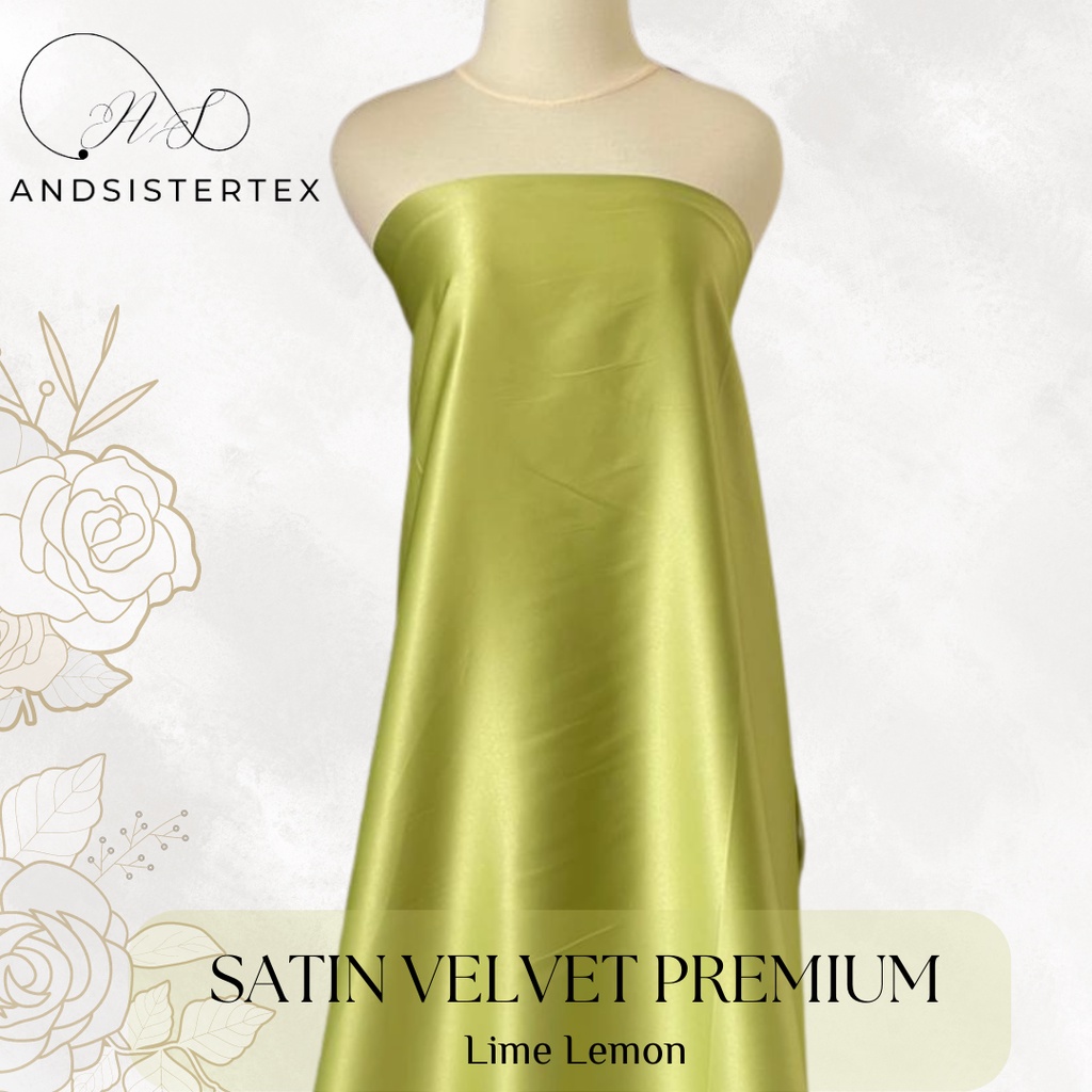 Bahan Dasar Kain Satin Velvet Premium Warna Lime Bahan Dasar seragaman dress Gamis dan Bahan Dasar F
