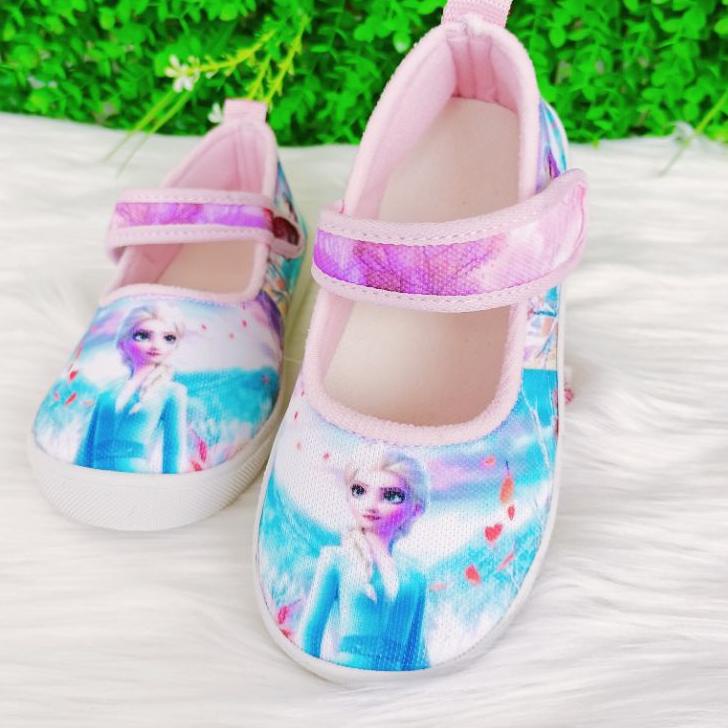 Cuci Gudang|SQ11|SEPATU ANAK PEREMPUAN PRINCESS SOFIA FROZEN / SEPATU SEKOLAH ANAK SLIP ON SLOP MOTI