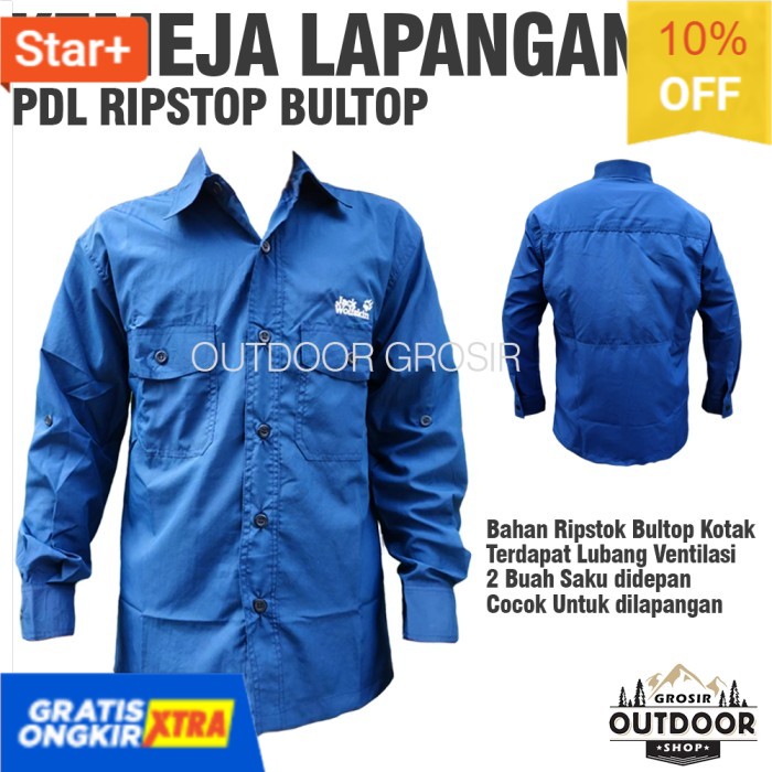 Biru M Kemeja Tactical Lengan Panjang Pria  Baju Kemeja PDL Lapangan Outdoor  Merk Baru Promo