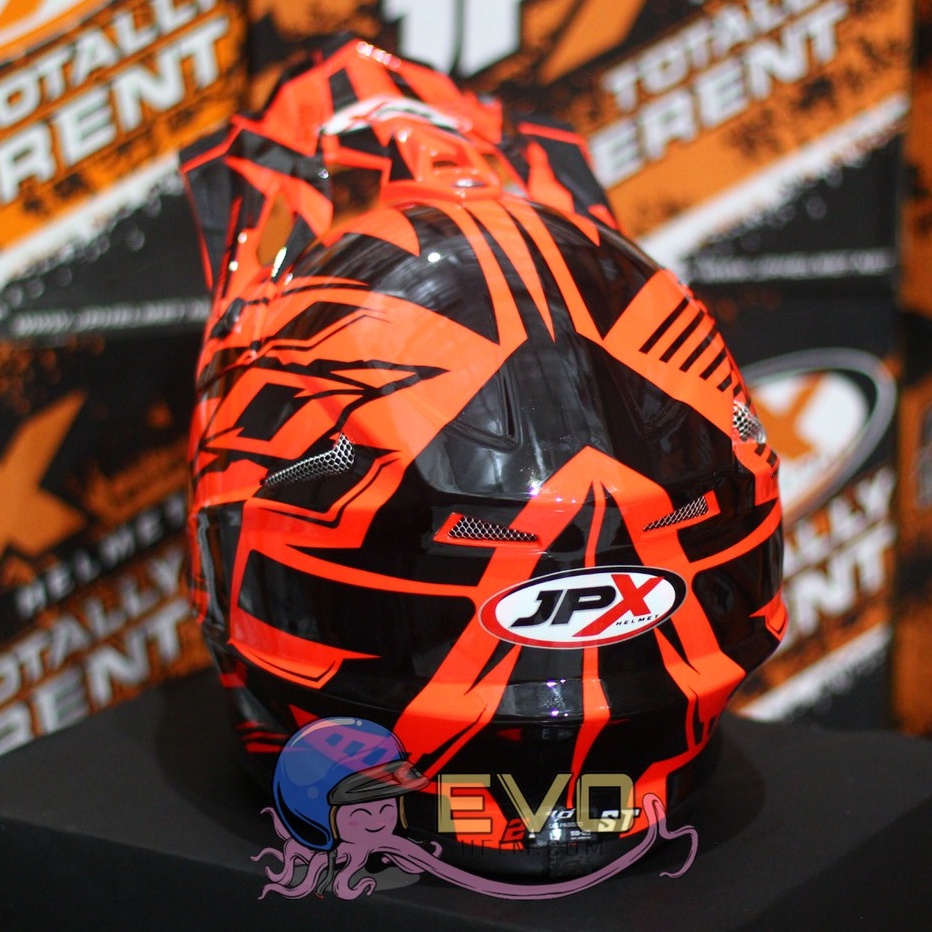 HELM JPX CROSS_FOX1 SERI X12 - FLUO RED GLOSS + GOOGLE SNAIL (ONGKIR 2 KG) JPX X12 ORANGE HELM JPX TERBARU