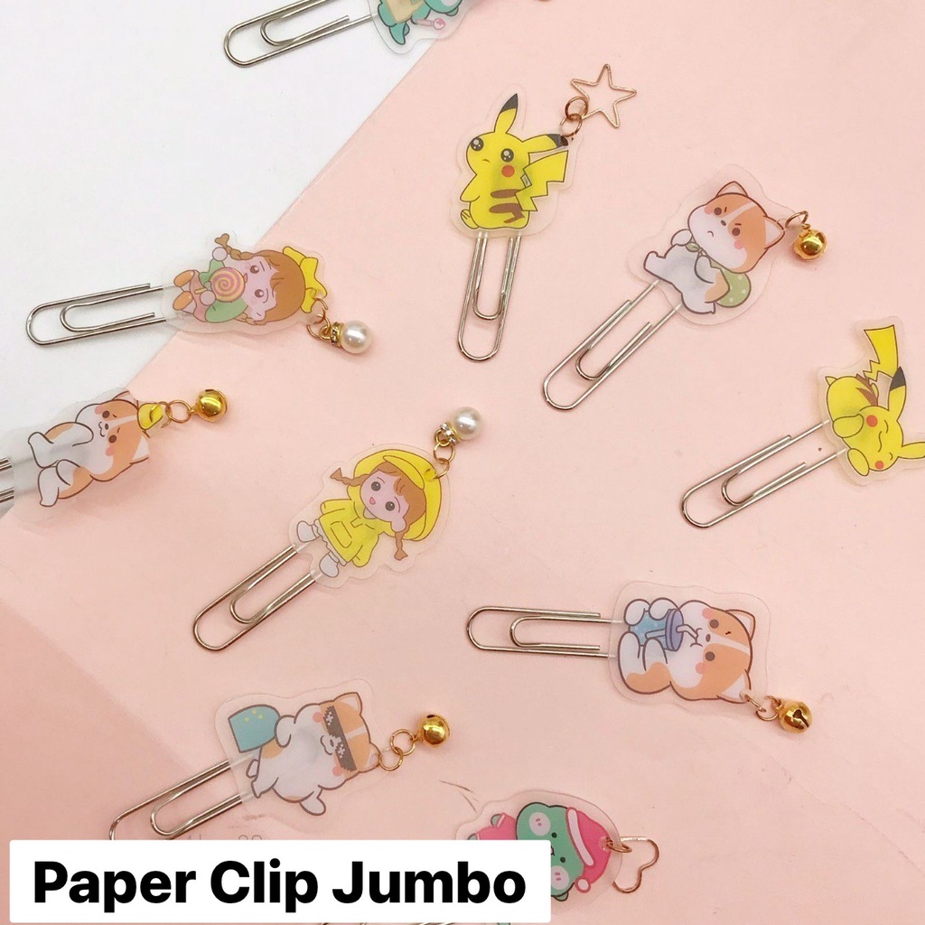 Paper clip jumbo 7cm set 3 pcs doggy lonceng shiba inu lucu cute penjepit klip kertas pembatas buku