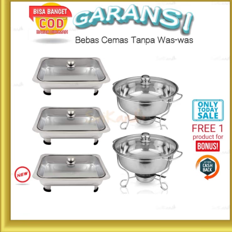 Fast Food Dish Wadah Prasmanan Stainless Steel Set 3 2