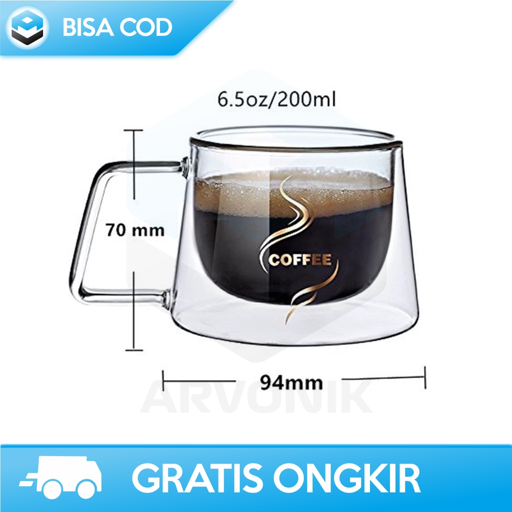 CANGKIR KOPI UNIK MURAH TAHAN PANAS ONETWOCUPS DOME SERIES ORIGINAL - GELAS KOPI KACA GAGANG - MUG KOPI LUCU