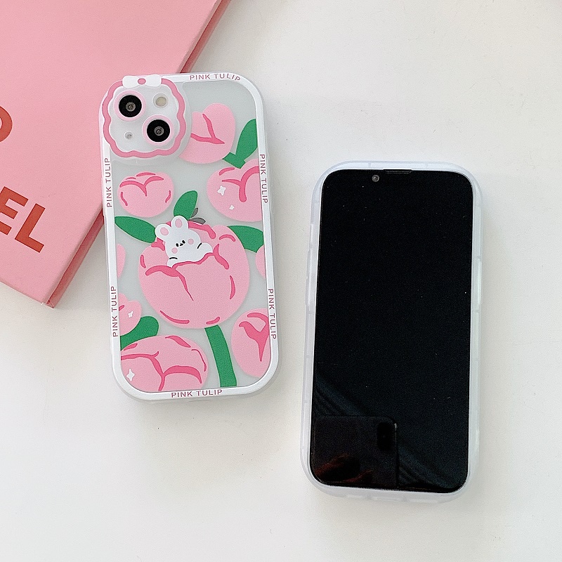 Soft Case Pelindung Kamera Anti Jatuh Motif Kartun Beruang / Bunga / Kelinci / Pita Untuk iPhone 13 Pro MAX 11 12 X XR XS MAX