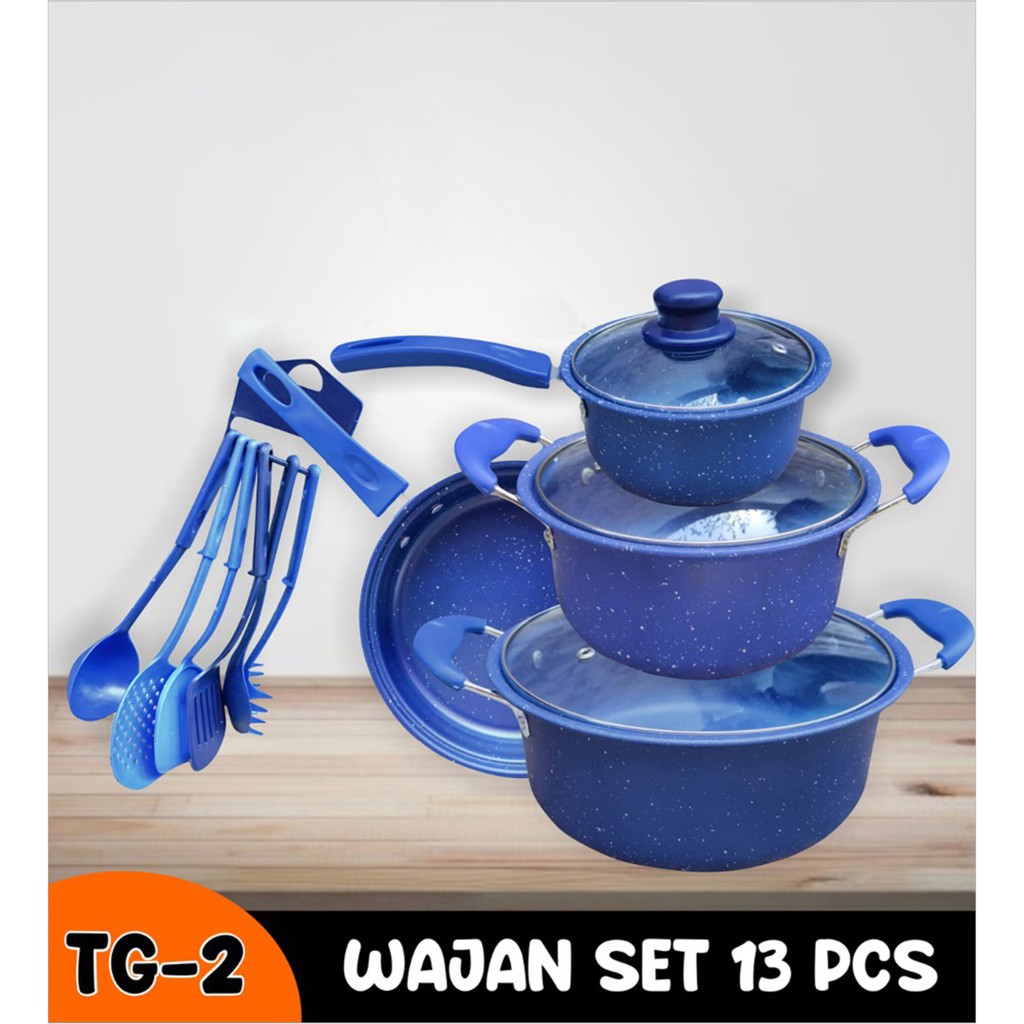 Teflon Panci Set Warna Frypan Saucepan Milkpot Free Spatula Panci 13Set