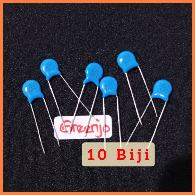 x10 Kapasitor keramik 1Kv 10pF 15pF 22pF 33pF 47pf 68pF 100pf 220pF 270pF 330pF 470pf 820pF 1nF 2n2 
