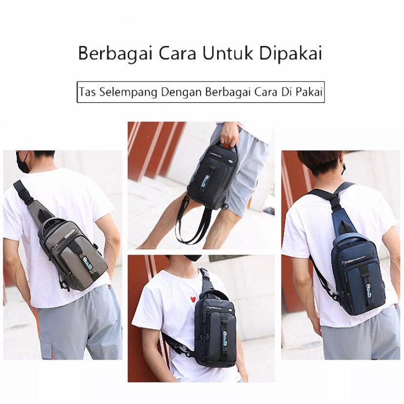 AIRLINER 1011- Tas 3 in 1 Ransel Selempang ABG Slingbag Dual USB Tas Sepeda Import Ransel ABG Trendy