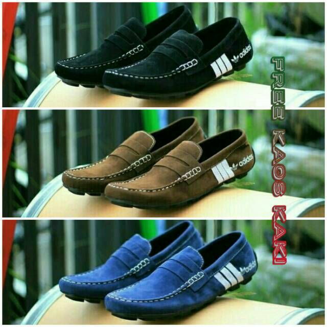 Promoo !!!! Sepatu slip on pria adidas casual slop formal kerja kantor kulit asli santai kuliah 4.5