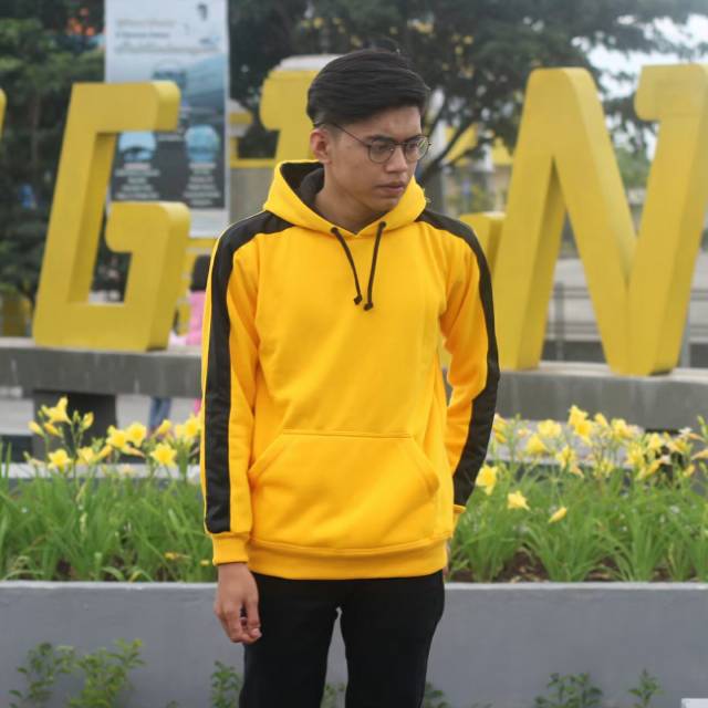 SWEATER KUNING STRIPE HITAM CEWEK COWOK TERMURAH