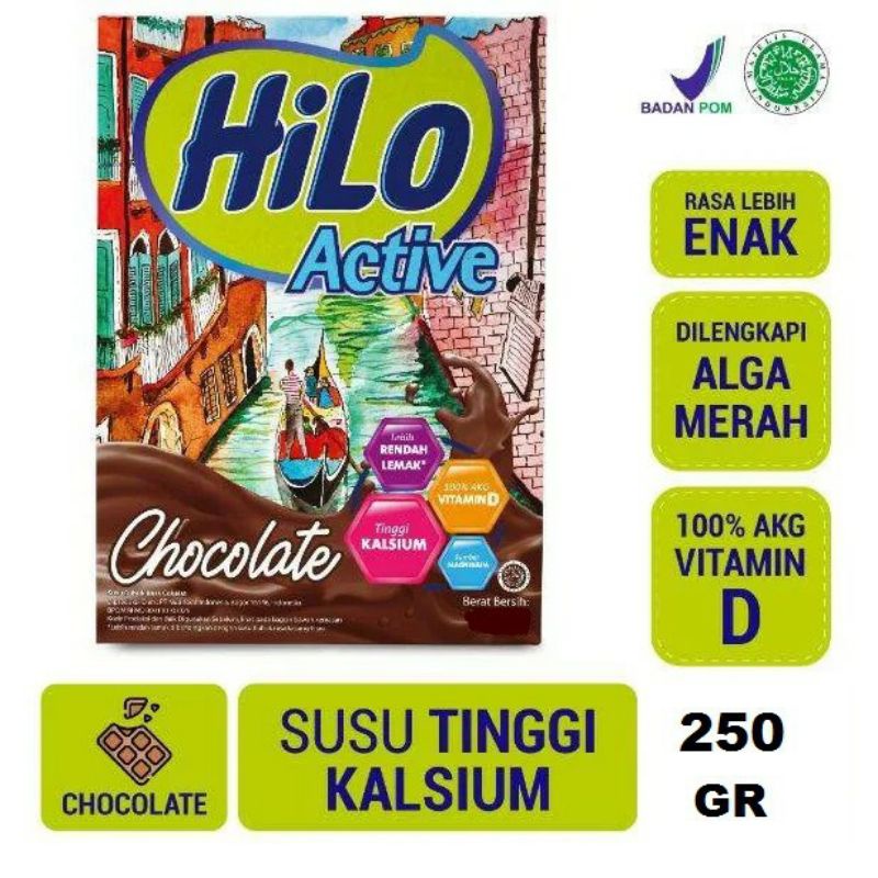 

HiLo Active Chocolate 250gr - Susu Tinggi Kalsium Rasa Lebih Enak Rendah Lemak 100% AKG Vitamin