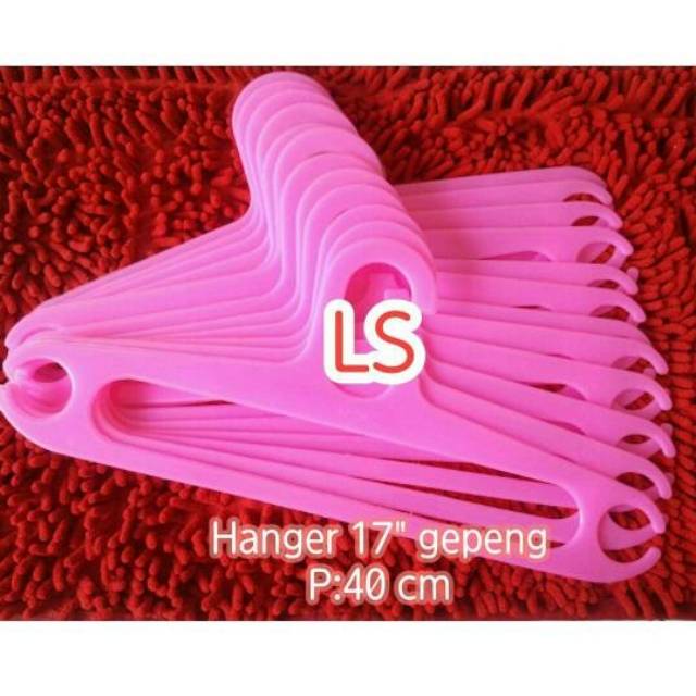 Hanger Baju Pink Model Pipih- Gantungan Baju Model Gepeng Pink isi 6 biji