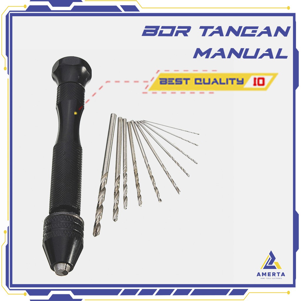 Bor Tangan Manual HSS Twist Drills dengan 10 Mata Bor