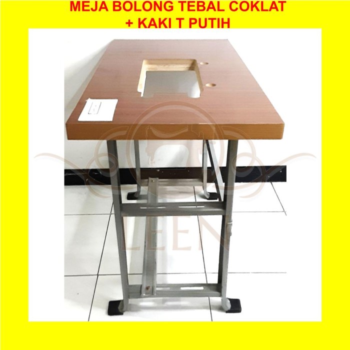 Set Meja Tebal + Kaki H Silver Mesin Butterfly Hitam Klasik Kecil LEEN