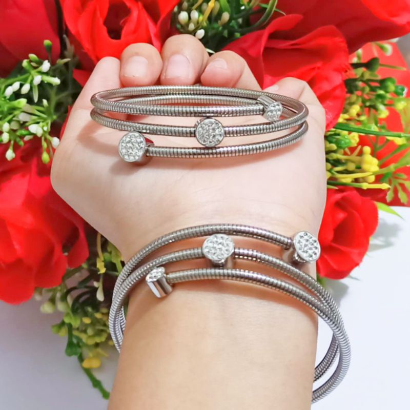 *COD* Gelang TITANIUM Lilit Gold&amp;Silver perhiasan Dewasa TIDAK LUNTUR,TIDAK BERKARAT