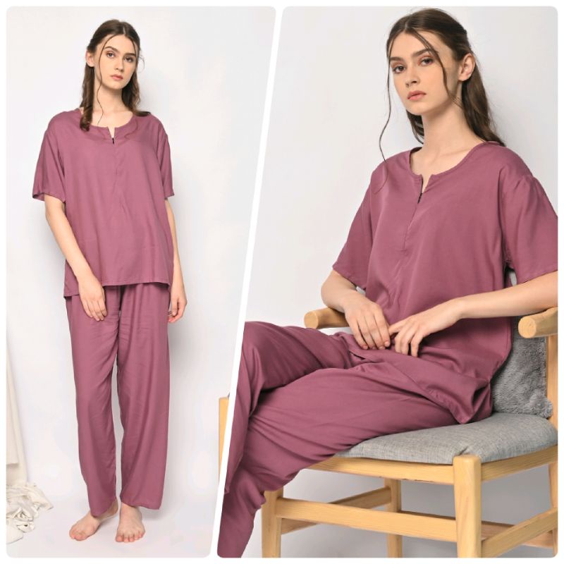 ONE SET PIYAMA RAYON-CPJ SLTG POLOS VIOLE