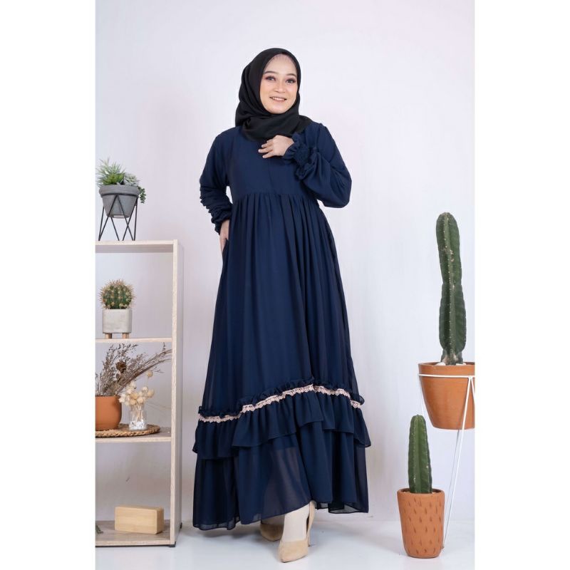 Gamis Jumbo Terbaru 2021 Murah Remaja Syari Kekinian Motif Putih Hitam Lebaran Premium Mewah