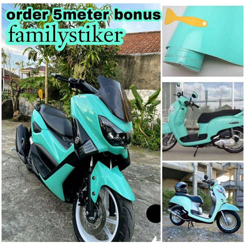 Skotlet Stiker Hijau Mint Skotlet Motor Warna Hijau Tosca Stiker Skotlet Motor Hijau Glosy/doff