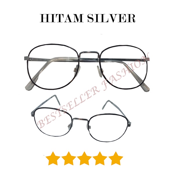 Kacamata Oval Bulat Normal Frame Besi Anti Radiasi Blue ray Kacamata Fashion Pria Wanita NOCASE