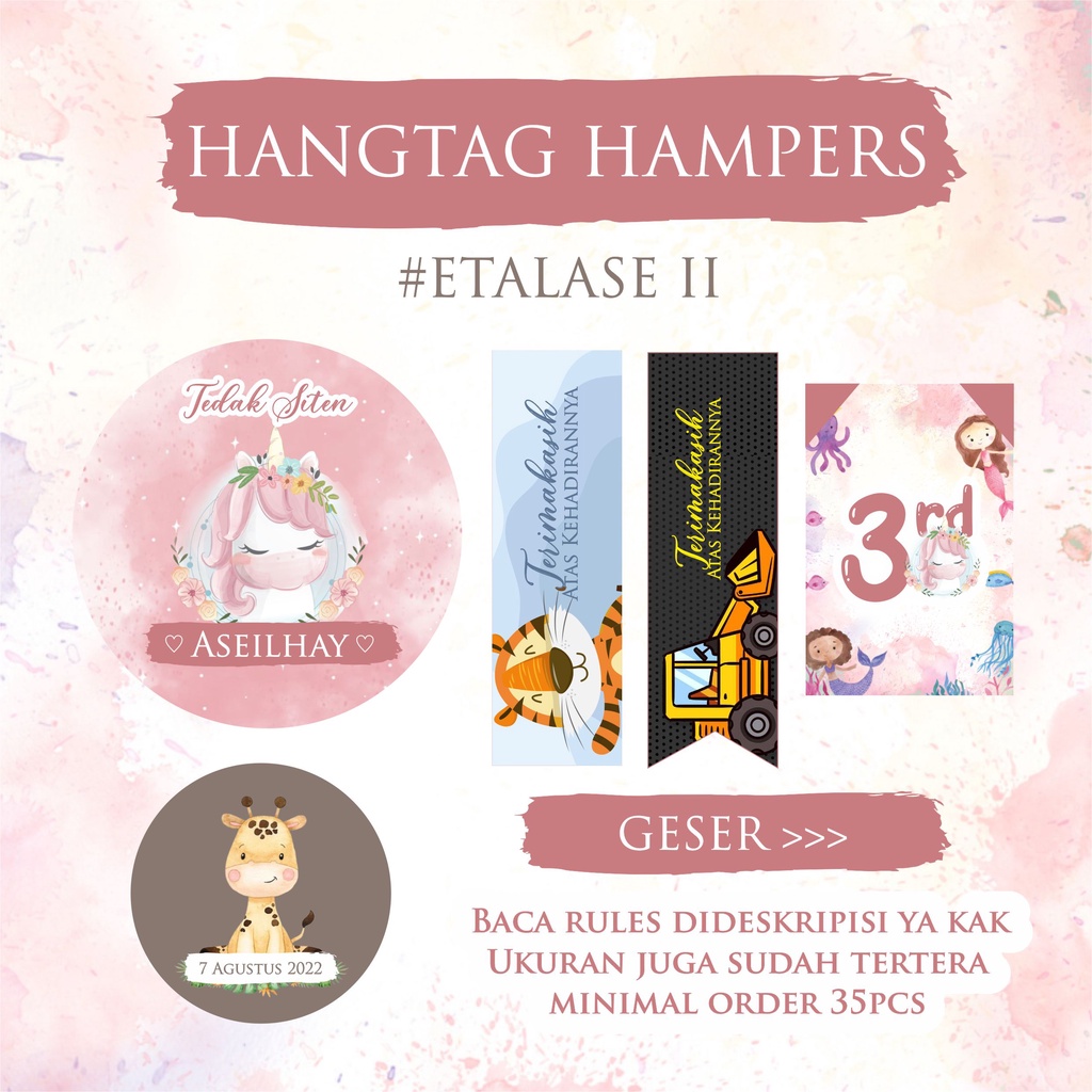 

souvenir tag / hampers tag / label hampers / aqiqah tedak siten dll