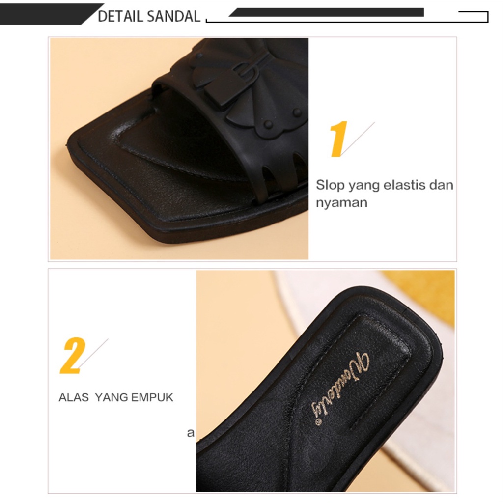 Sendal Jelly Sandal Wanita Rumahan Sandal Selop | D-3012-1