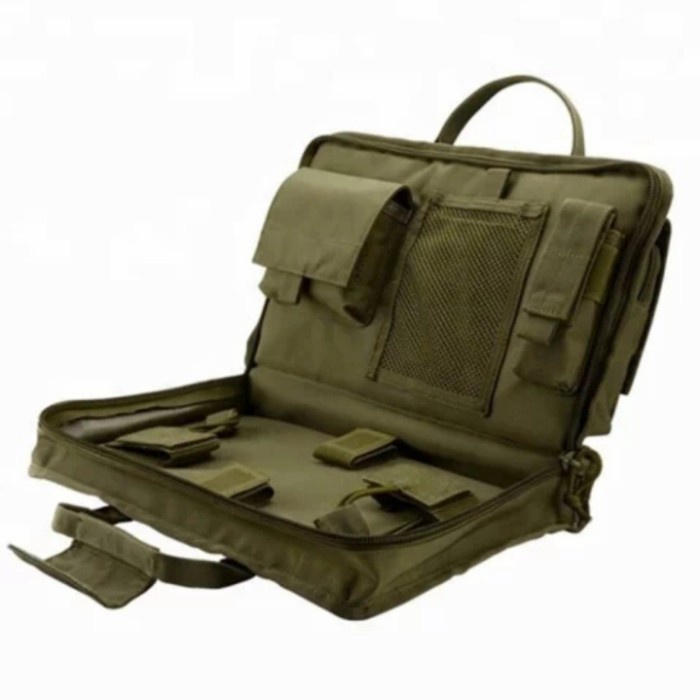 tas senjata pistol 2 kompartement dan peluru 2in1 green army