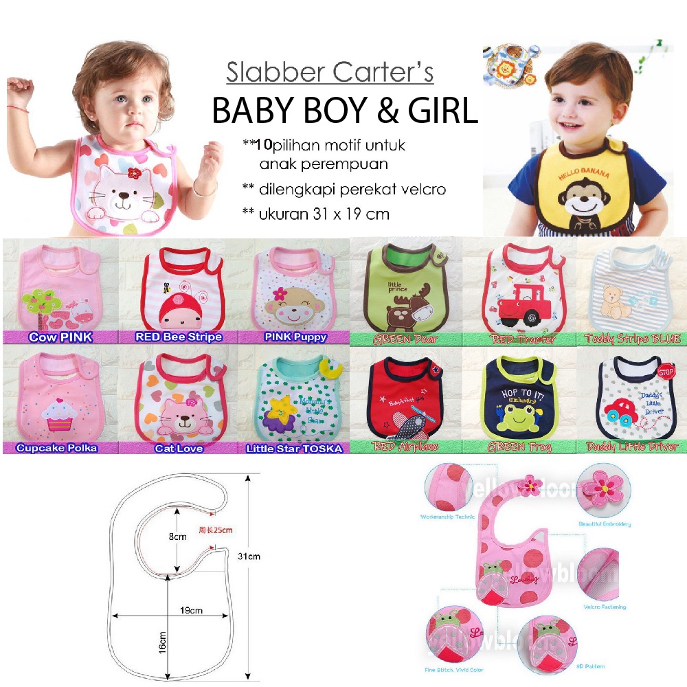 BOY GIRL Slabber Celemek Makan Bayi Sluber bib bibs slaber