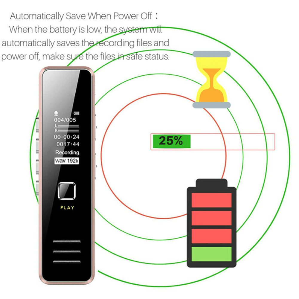 Perekam Suara Audio Digital Mini Voice Recorder 32GB - VC173 - Black