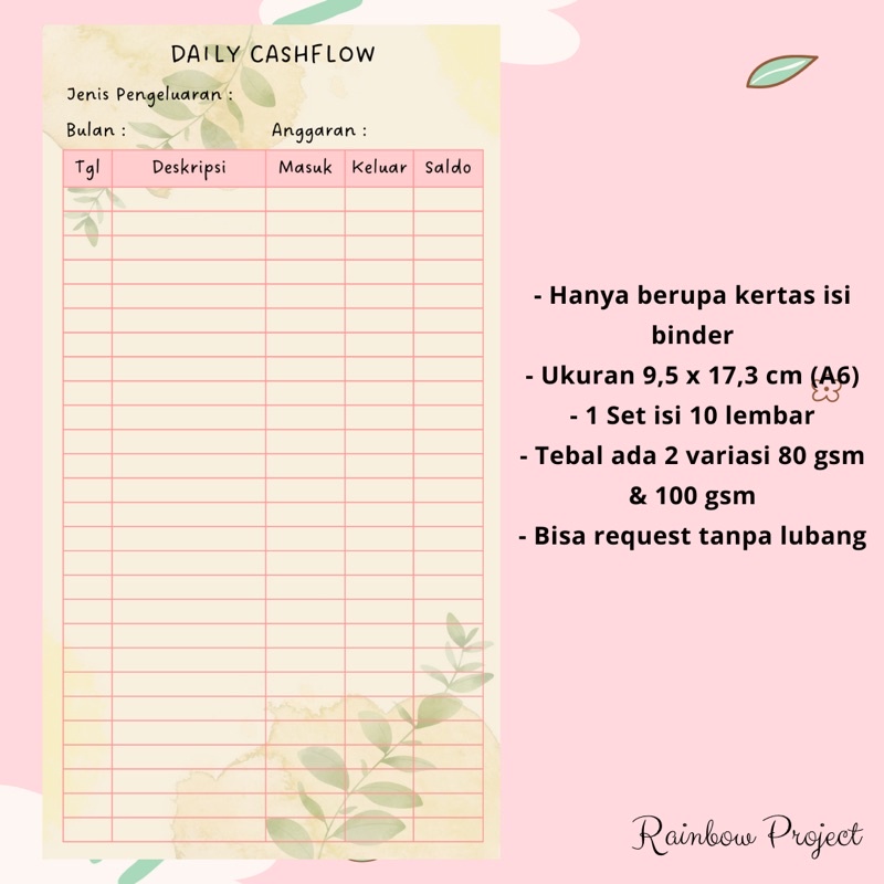 

Loose Leaf A6 Ring 6 Kertas Refill Isi Binder Agenda Buku Catatan Cashflow Notes Jurnal Jurnaling Daily Planner Budgeting Keuangan Notebook Notepad Buku Harian