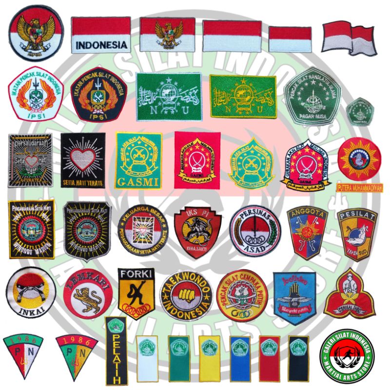Bet Logo Bordir Perguruan Beladiri Pencak Silat Indonesia Bendera Garuda Ipsi Hitam Putih NU Nahdlat