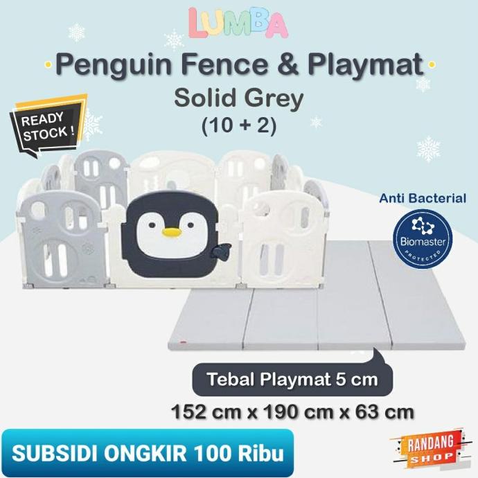 Lumba Penguin Monochrome Fence + Playmat Anti Bacterial (10+2)