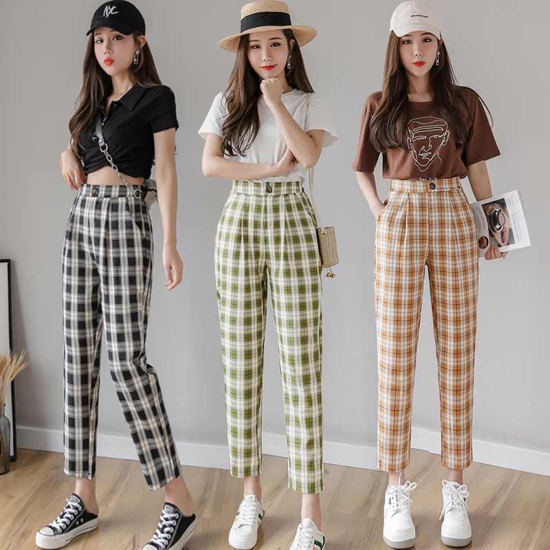 KARAKOREA 015 Tartan Long Pants/checkered pants/Celana kerja/Celana korea/Celana kotak/Celana Wanita/Pants korea