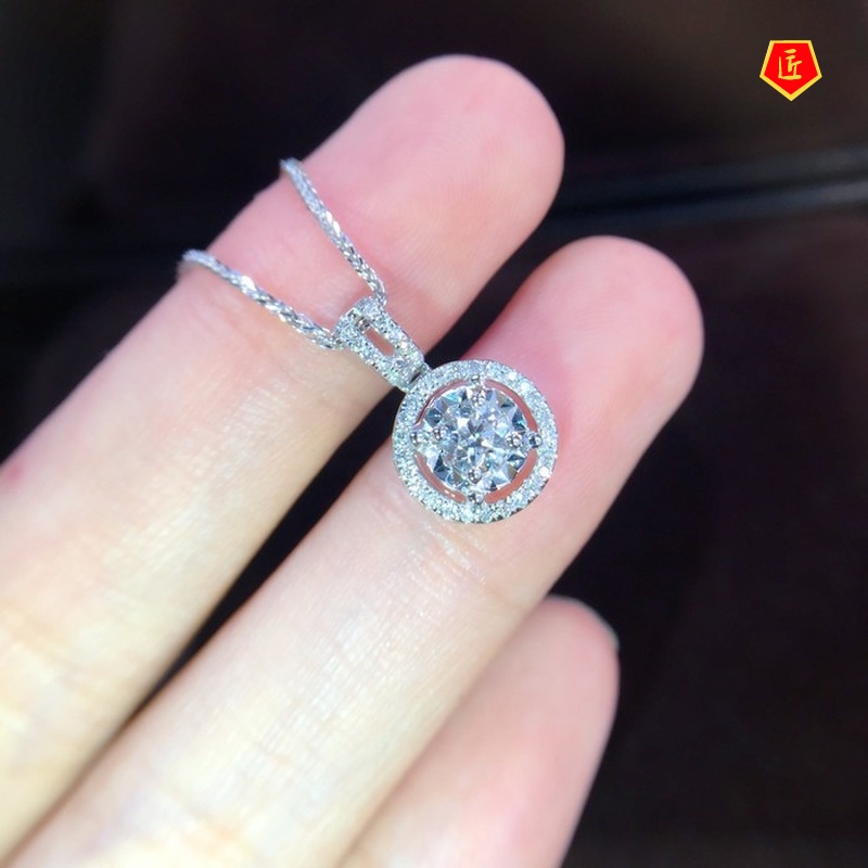 [Ready Stock]3 Karat Necklace Female Zircon Pendant Elegant Fashion