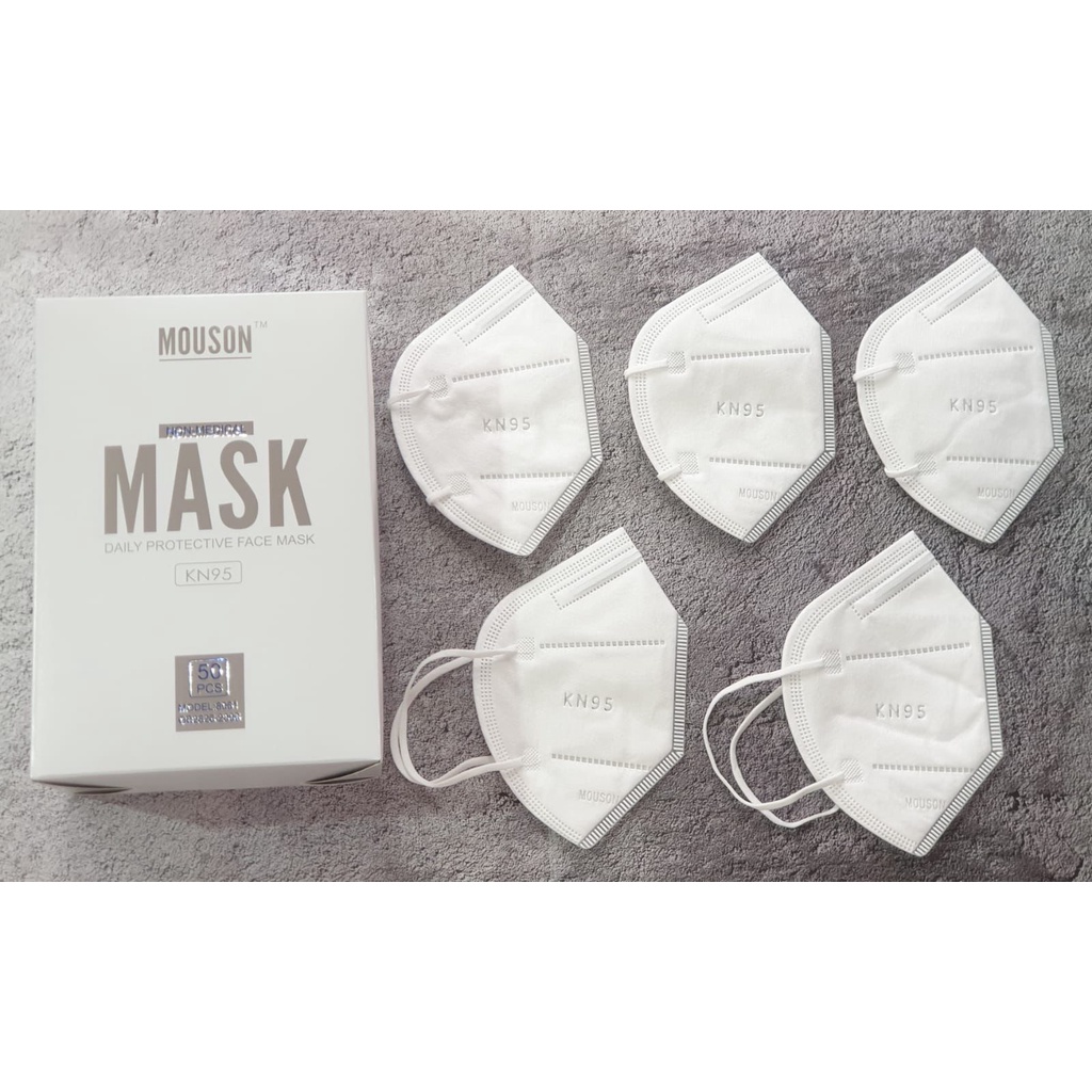 *MYZORA SURABAYA* MOUSON KN95  IMPORT PUTIH ISI 50PCS KOREAN MASK MASKER KOREA MURAH GROSIR SURABAYA