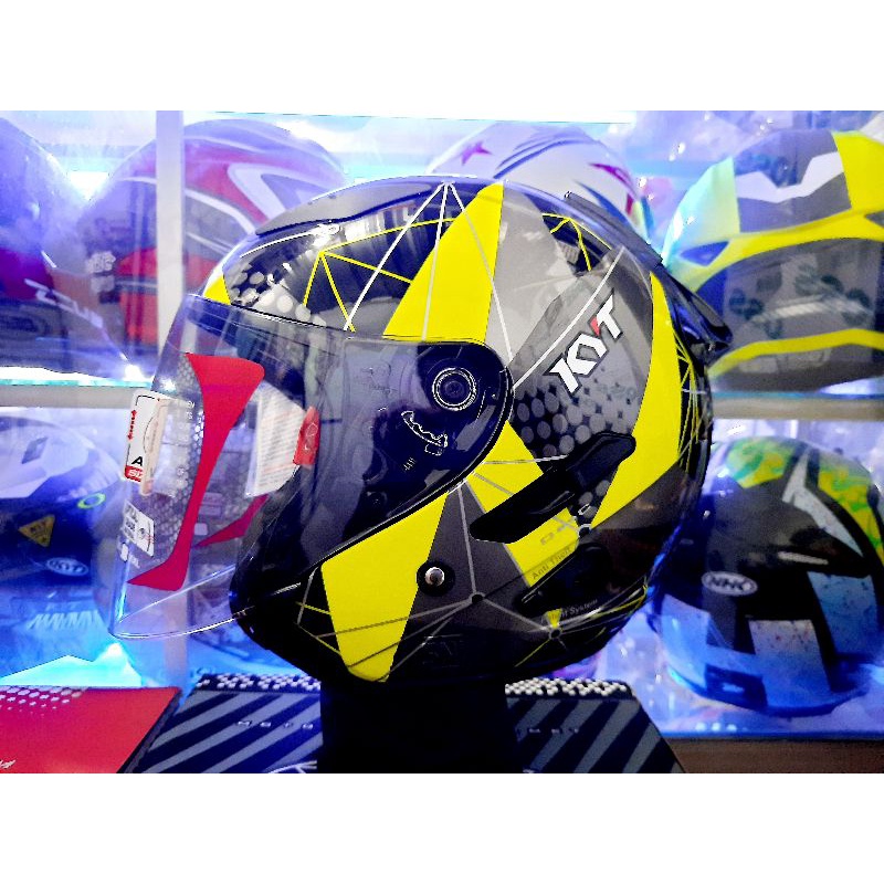 KYT HELM GALAXY FLAT R MOTIF SERI #6 |  BLACK YELLOW FLUO KYT ORIGINAL